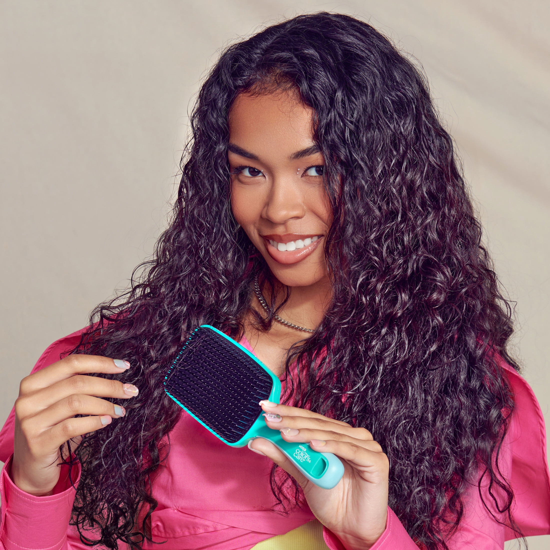 Kiss Colors & Care Two-Tiered Wide Paddle Wet Dry Detangling Hair