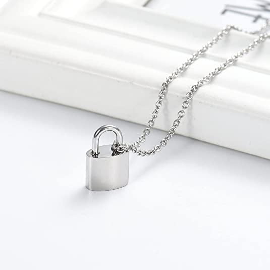 Padlock Necklace Stainless Steel Lock Chain for Men Women