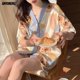 thumbnail image 4 of Conjunto de Pijamas coreanos para mujer, ropa de dormir para estar en casa, con solapa dulce, con estampado de oso Kawaii, traje japonés de verano, 4 of 4