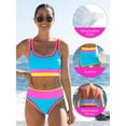 thumbnail image 5 of Women's High Waisted Bikini Sets Neon Color Tummy Control 3 Piece Swimsuit Summer Sporty Bathing Suit with Skirt, 5 of 9