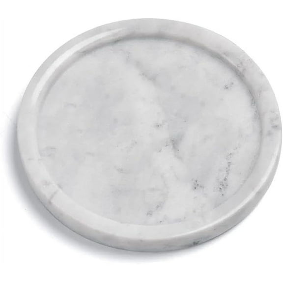 White Marble Round 6 Inch Decorative Tray for Kitchen Round White Tray