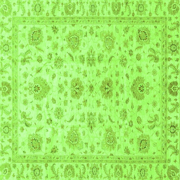 Ahgly Company Indoor Square Oriental Green Traditional Area Rugs, 4' Square
