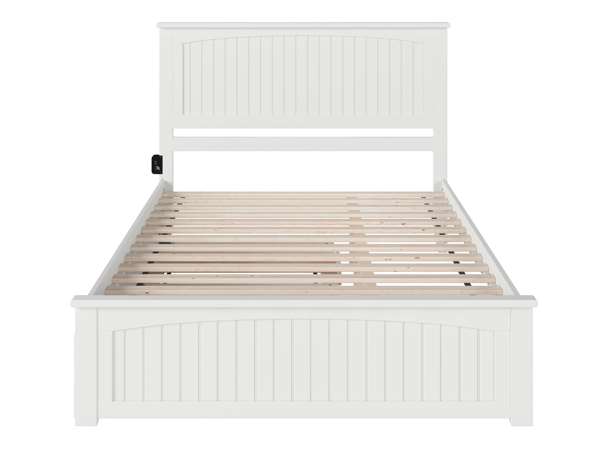 AFI Nantucket Queen Platform Bed with Wood Headboard Footboard & Twin XL Trundle, White