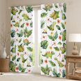 thumbnail image 2 of Feelyou Cute Watercolor Dinosaur Blackout Curtains Set of 2 (52x84 Each) for Boys Girls, Tropical Floral Leaf Window Curtains, Green White, 2 of 6