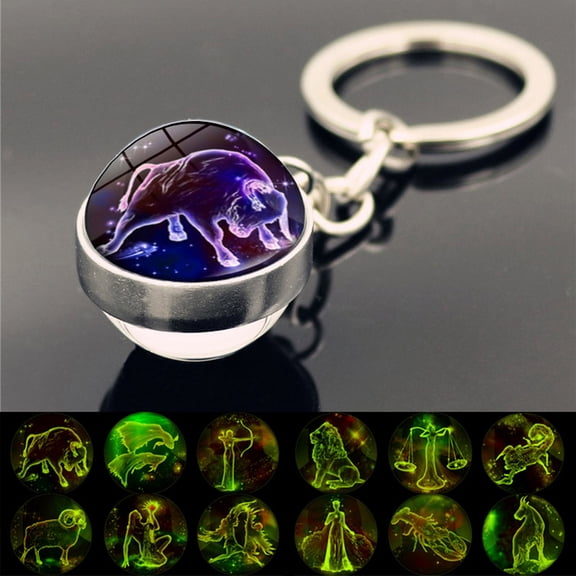 Viflosae Keyrings Keychains Small Gift Ideas Twelve Keychain Pendant Luminous Glass Pendant Metal Key