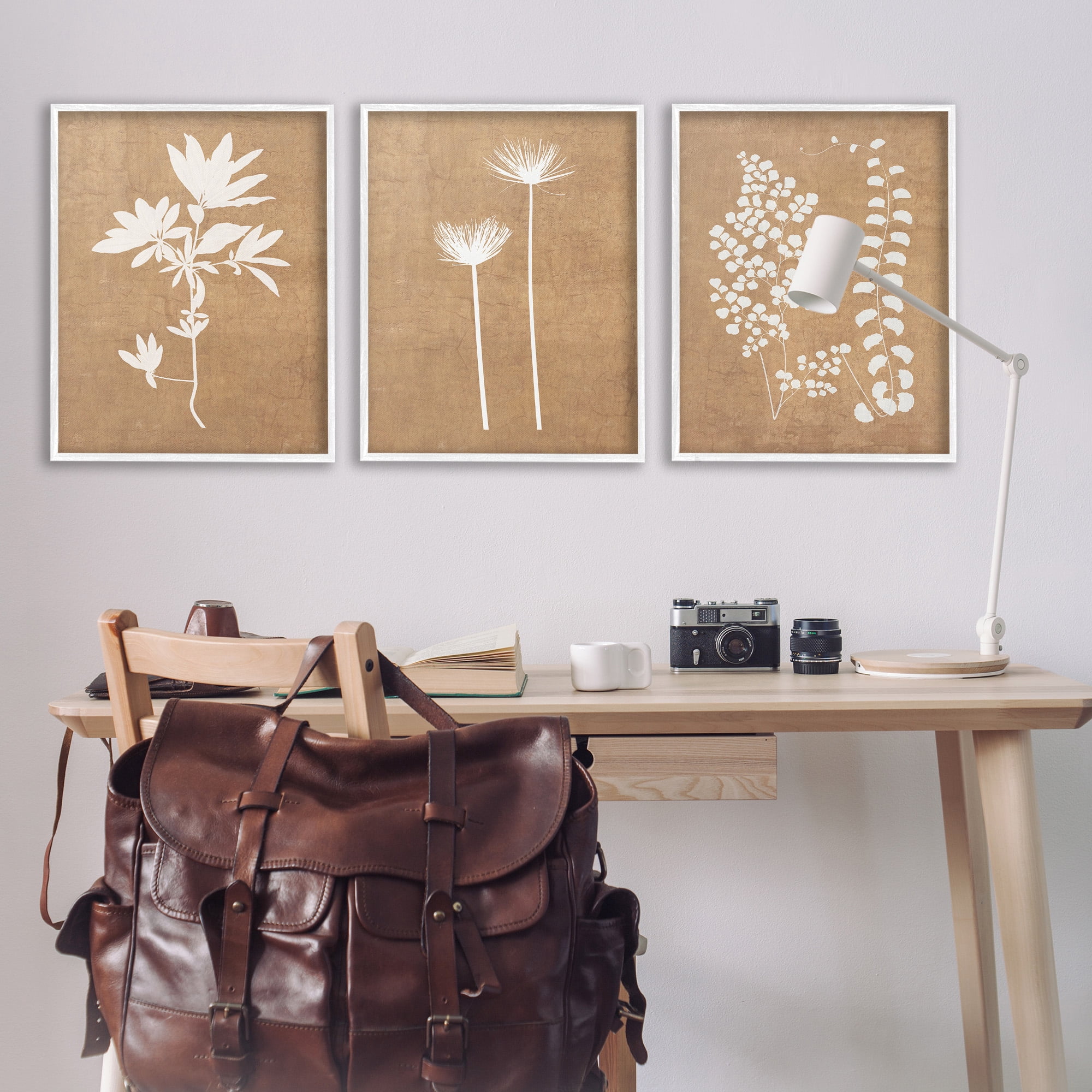Stupell Industries Nature Botanical Silhouettes Botanical & Floral Painting White Framed Art Print Wall Art, 24 x 30, Set of 3