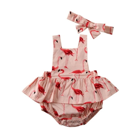 

wsevypo Cute Newborn Baby Girl Flamingo Print Romper Cotton One Piece Clothes