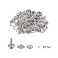 thumbnail image 3 of 25 Juegos Unique Bargains Lona broches kit 0,6 15mm broches Inoxidable acero tornillo presión sujetadores kit presión Botones para Barco Cubierta Alfombra reparación tono Plateado, 3 of 6