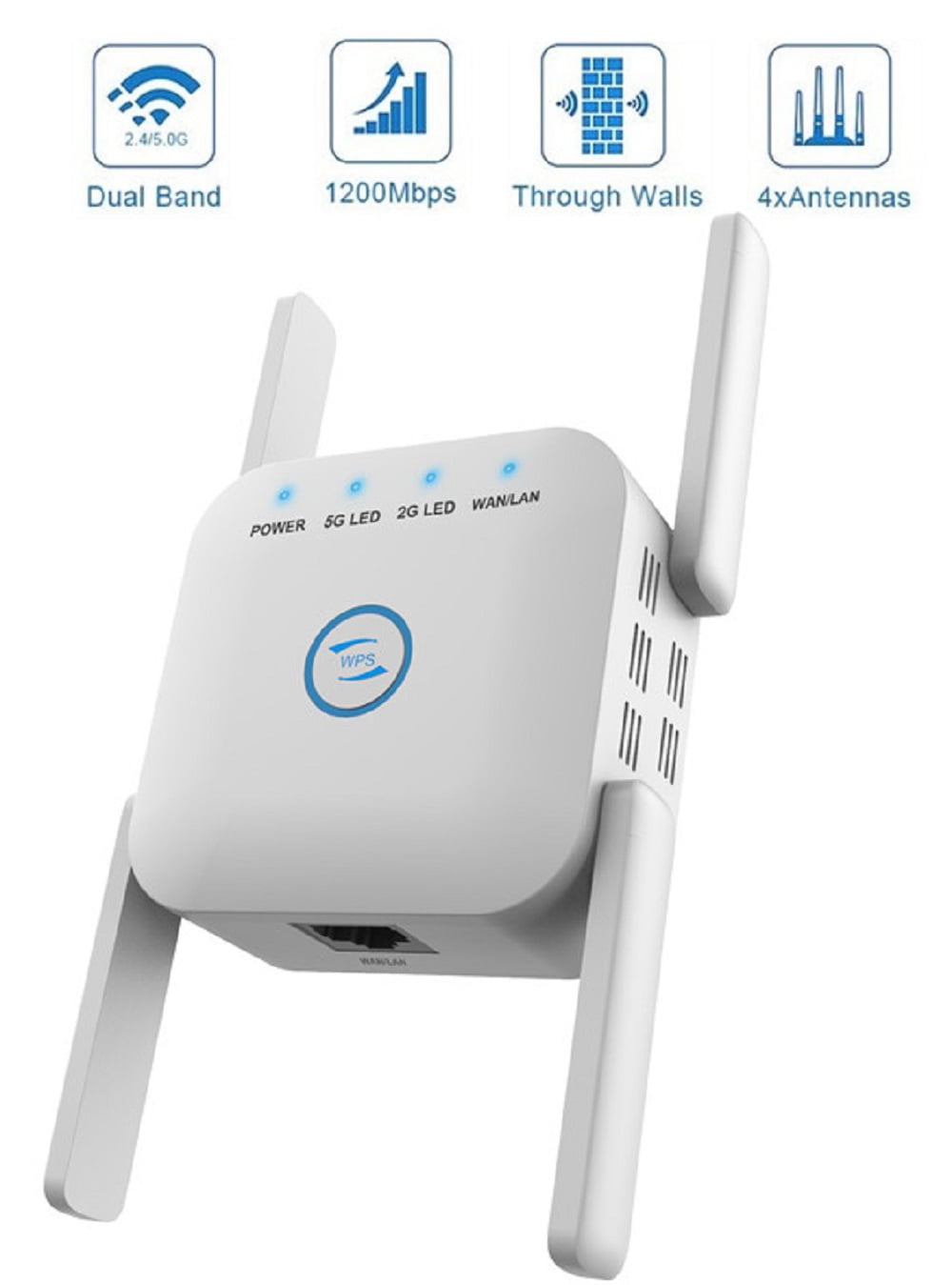 5G & 2.4G WLAN Amplifier Access Point Compatible with All Devices WiFi Extender Booster WLAN Repeater Cover up to 3000 m² for Socket WPS 2100 Mbit/s Internet Amplifier with LAN Connection 
