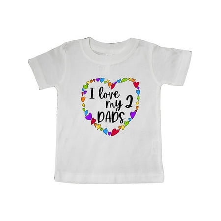 

Inktastic I Love my Two Dads- Pride Rainbow Hearts Gift Baby Boy or Baby Girl T-Shirt