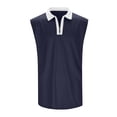 thumbnail image 3 of JTieacloth Mens Button Closure T Shirt Men Spring Summer Sleeveless Tank Top Vest Casual Lapel Zipper Solid Color Tops Blue XXL, 3 of 6