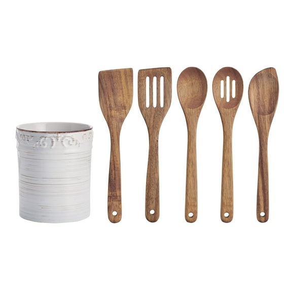 Pfaltzgraff Trellis Utensil Crock 7x6 inch White