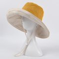 thumbnail image 4 of Blue green light Sombrero de cubo de ala ancha grande de verano para mujer, gorra de pescador de playa plegable con protección solar Reversible de Color contrastante con correa pa, 4 of 5