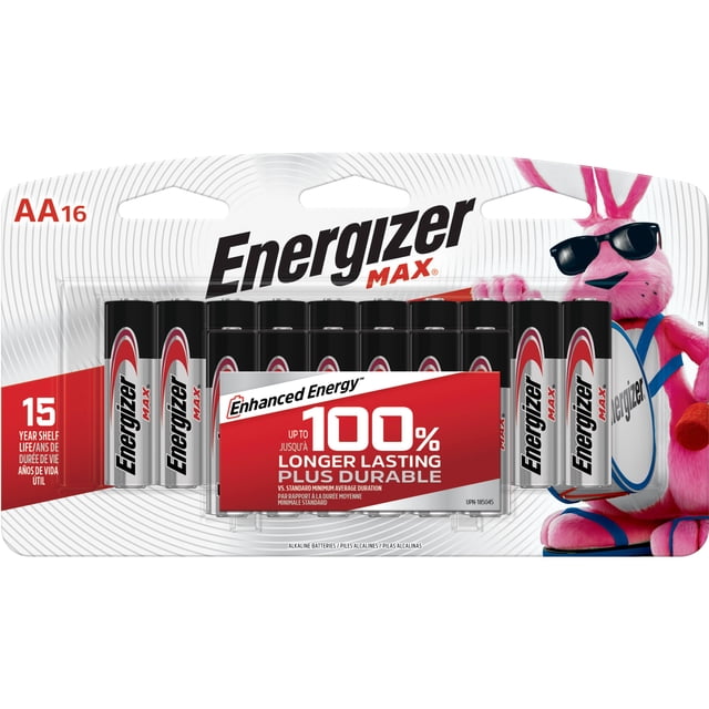Energizer MAX AA Batteries (16 Pack), Double A Alkaline Batteries
