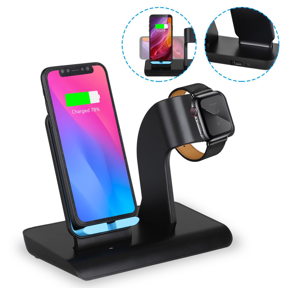 2 IN 1 Wireless Fast Charger Charging Pad Stand Watch Charging Holder