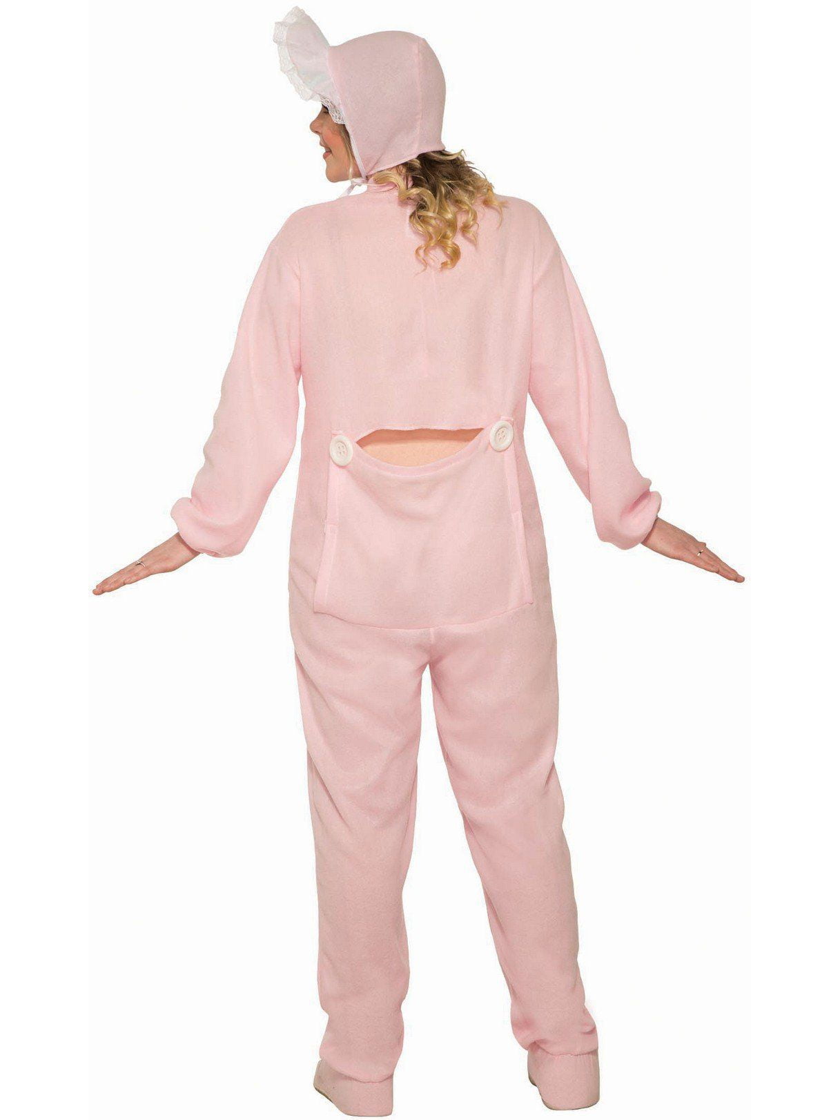 Adult Baby Costume Womens Mens Fancy Dress Romper Jump Suit Costume Pink 