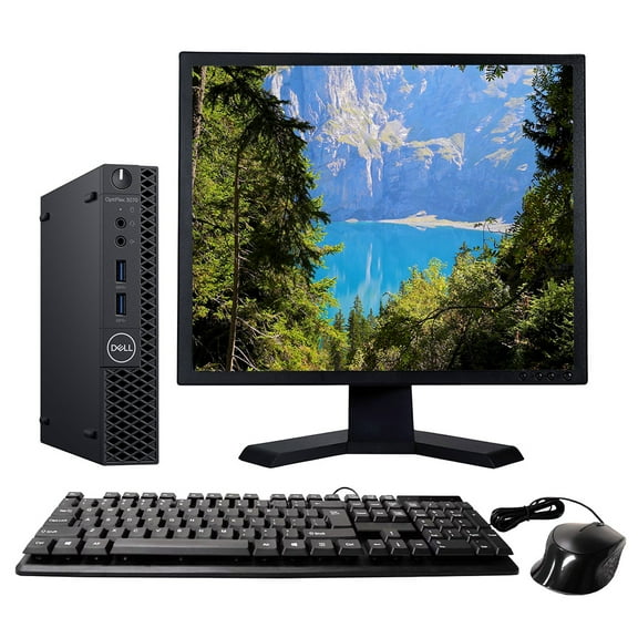 Restored Dell OptiPlex 3070 Micro Desktop Intel Core i7-9700T 2.0GHz 8GB RAM 128GB SSD Keyboard and Mouse Wi-Fi 19" LCD Monitor Windows 10 Pro PC (Refurbished)
