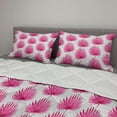 thumbnail image 2 of Pink and White Comforter & Sham Bedding Set, Botanical Hawaii Jungle Pattern with Palm Leaves Exotic Rainforest, 3 pcs Duvet Set Microfiber Filling Quilt, 5 Sizes, Magenta and White, by Ambesonne, 2 of 4
