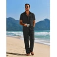 thumbnail image 3 of COOFANDY Mens Linen Suits 2 Piece Set Casual Loose Pants Vacation Beach Outfits Short Sleeve Island Shirt Resort, 3 of 7