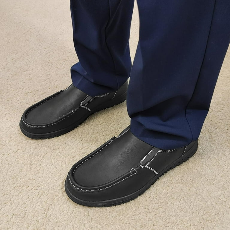 Camel Crown Leather Shoes for Men Loafers Soft Mens Slip on Shoes Casual Comfort Moccasin Daily Flats Driving Lightweight Walking Sneakers Shoes Outdoor Black Walmart