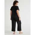 thumbnail image 6 of Joyspun Women’s Short Sleeve Scoop Neck Top and Cropped Pants Knit Pajama Set, 2-Piece, Sizes S to 3X, 6 of 6