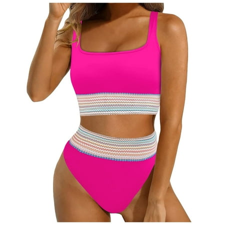 Womens 2 Piece Swimsuits Sports With Chest Pad Ladies Split Sexy Bikini Set Red Women Bathing Suits XL