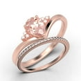 thumbnail image 3 of Gorgeous Minimalist 1.75 Carat Pear Cut Morganite And Diamond Moissanite Unique Engagement Ring, Affordable Wedding Ring, One Matching Band in 10k Solid Rose Gold Gift For Her Love, Bridal Ring Set, 3 of 3