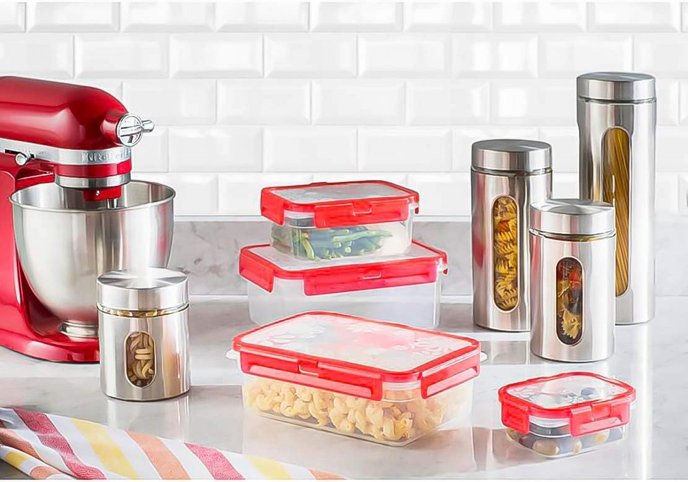Quality 4pc Stainless Steel Canister Set for Kitchen Counter with Glass Window & Airtight Lids, Food Storage Containers, Pantry Storage & Organization Set for Coffee, Flour, Pasta