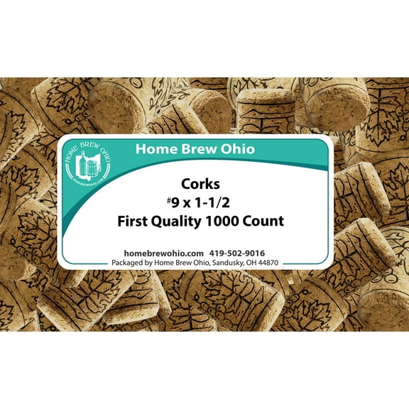 Home Brew Ohio 9 X 1 1/2 First Quality Wine Corks 1000 count