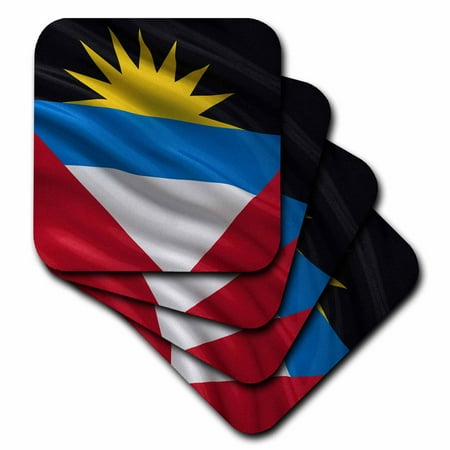 

3dRose Flag of Antigua and Barbuda waving in the wind Soft Coasters set of 8