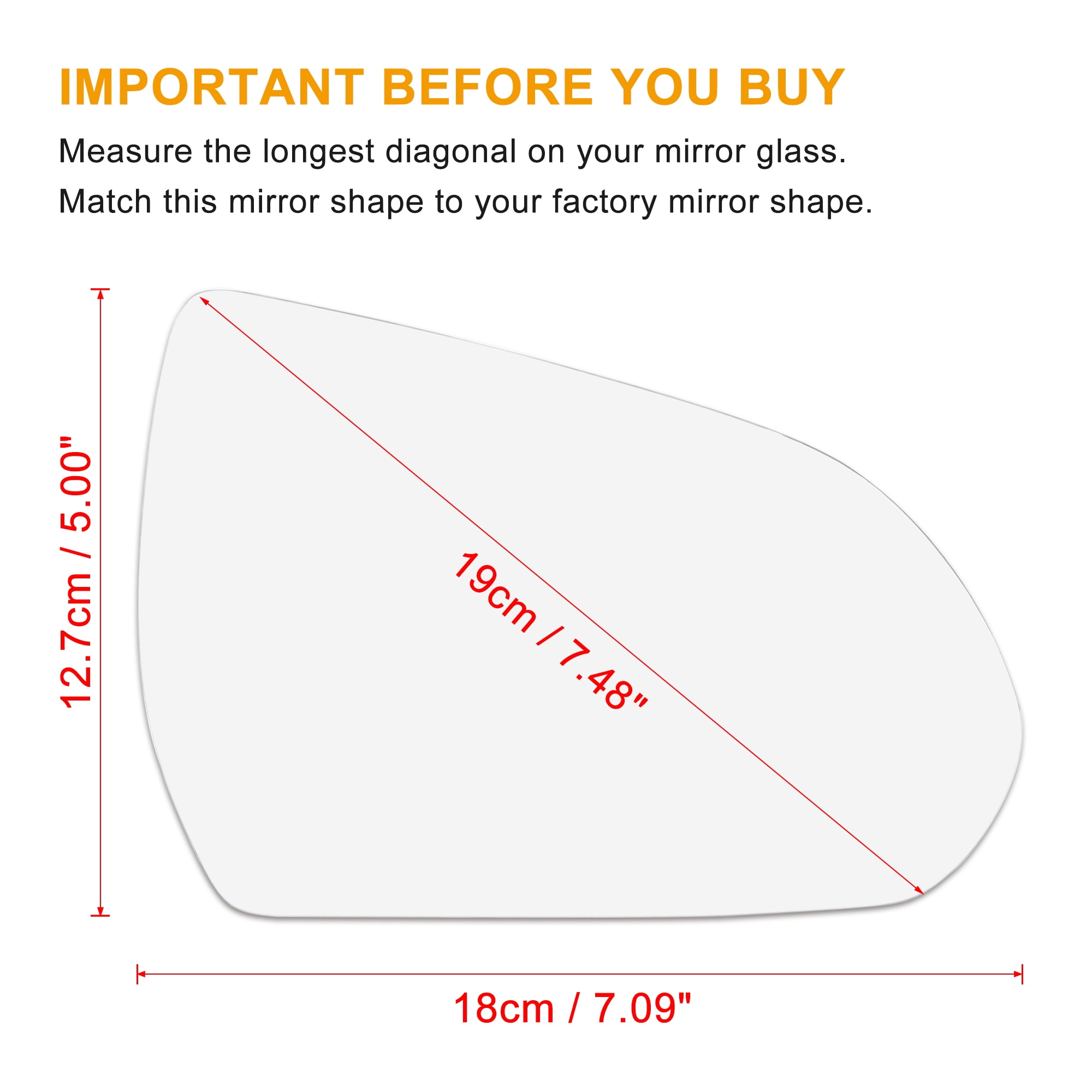 Unique Bargains Car Rearview Mirror Glass Backing Plate Heated Right Side