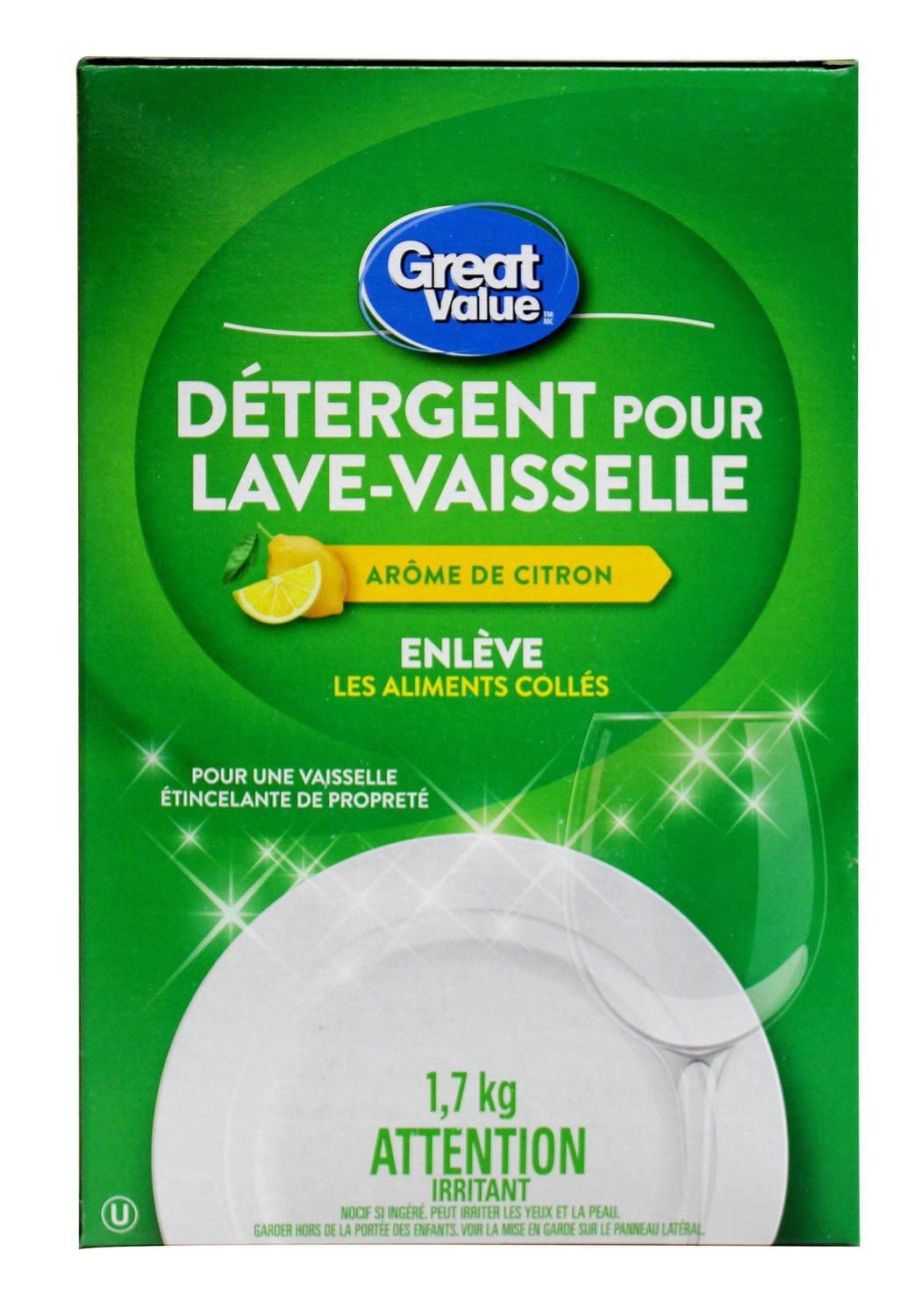 Great Value Lemon Scent Dishwasher Detergent, 1.7 kg, Lemon Scent