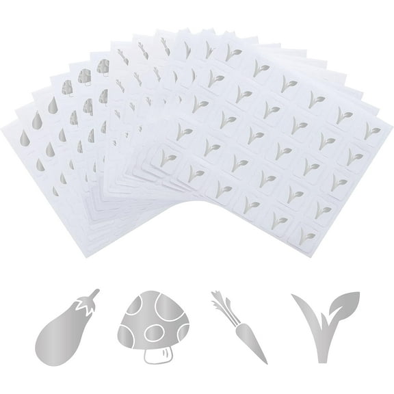 2400pcs 4 Styles Silver Meal Stickers 0.5 Inch Food Choice Sticker Carrot/Mushroom/Vegetarian/Eggplant Wedding Meal Indicator Stickers Kitchen Stickers