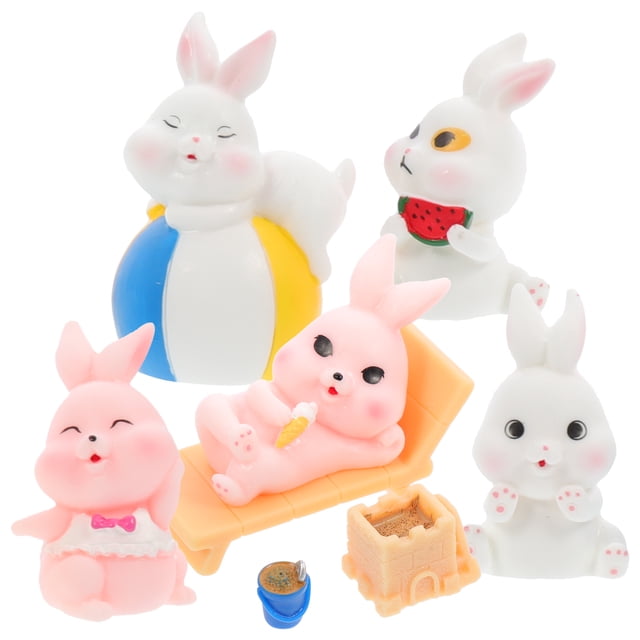 8 Pcs Modèle de Lapin en Résine Ornements Décoratifs Mini Décors en Résine Artisanat Maison pour Voiture