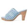 thumbnail image 2 of FSJ Women Platform Chunky Heel Sandals Braided Open Toe Slip On Wide Band Wooden Block Mules Shoes Size 10 Blue, 2 of 4