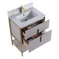 thumbnail image 2 of Fine Fixtures Serenity 24 in. W x 18 in. D x 33.5 in. H Bathroom Vanity in Bright Taupe with White Carrara Stone Top in White with Satin Brass Hardware, 2 of 4