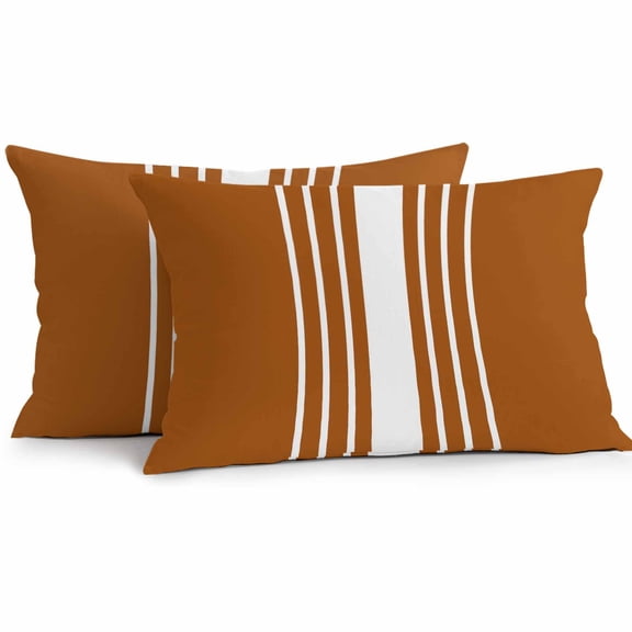 Abstract White Striped Outdoor Pillow Covers Set of 2 Simple Brown Background Modern Waterproof Throw Pillow Case Decorative Square Cushion Cover for Patio Couch Garden Balcony, 20"x12"