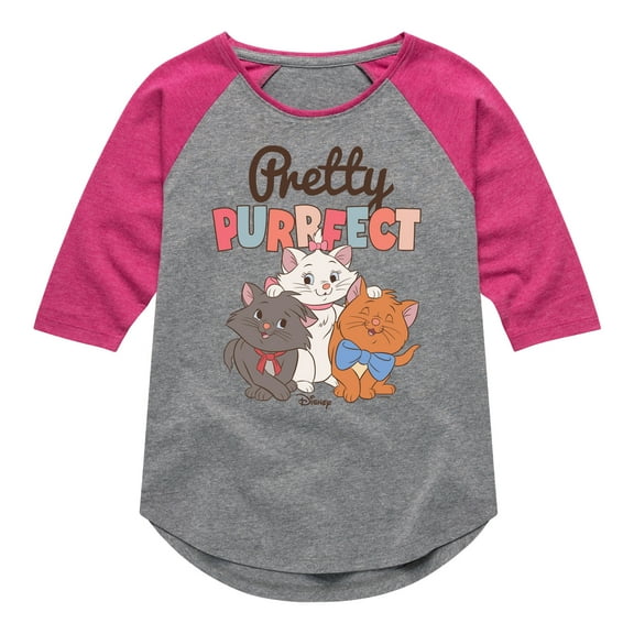 Disney - The Aristocats - Pretty Purrfect - Toddler & Youth Girls Raglan Graphic T-Shirt