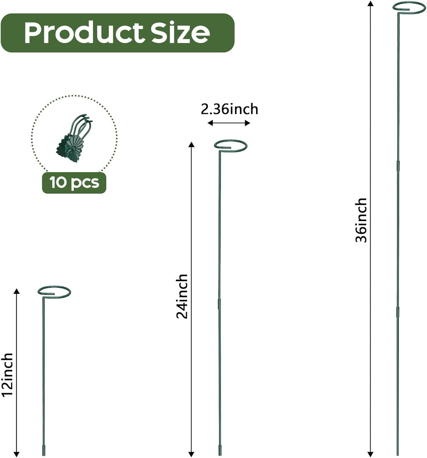 36 Inch Plant Stakes Tall, 5 Set Support for Indoor or Outdoor, Three Sizes(12 24 Inch) Garden Plants Cages Rings Flowers Tomato Amaryllis Lily Peony Rose