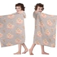thumbnail image 4 of Princess Flower Dress Pattern Hooded Bath Towel，60"x35" for Ages 3 To 12 Kids, Quick Dry Lightweight Soft Microfiber Hood Beach Towel Cover Up for Kids, 4 of 7