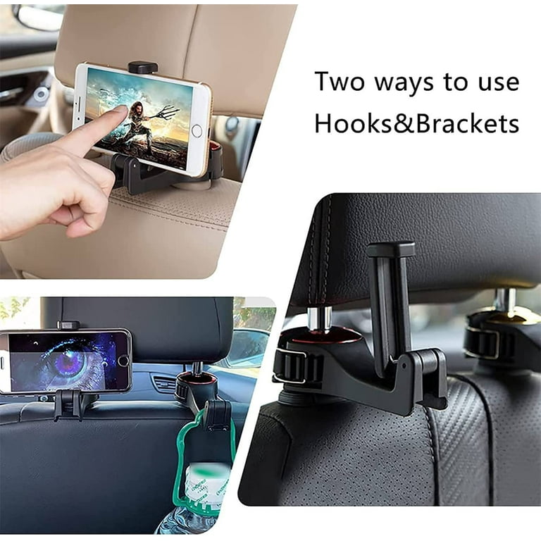 Car Hooks with Phone Holder, Car Seat Hooks for Purses and Bags, Universal  360°Rotation Car Headrest Hooks, Car Handbag Hook (Red)