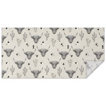 Highland Cow Cactus Triangle Pattern Rectangle Tablecloth 60"x120",Waterproof Polyester Rectangle Table Cloth, Wipeable Spillproof Polyester Tablecloth for Dining, Camping, Indoor and Outdoor