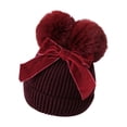 thumbnail image 2 of Arvbitana Kids Beanie Hat Bowknot Warm Stretchy Winter Cap Solid Knitted Beanie Hat, 2 of 7