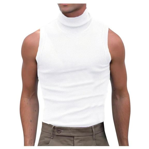 Men's Off Shoulder Sleeveless Striped Solid Color Tank Top Nightclub Party Vest