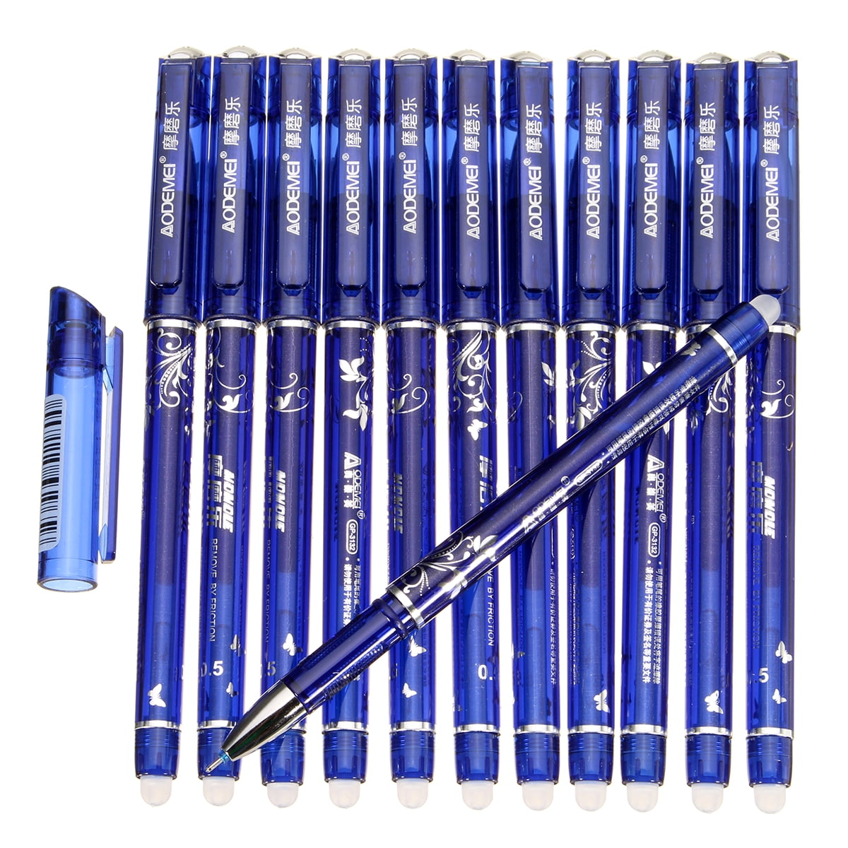 12pcs Blue Ink Erasable Pen Gel Pen Office School Stationery Slim 0.5mm 