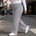 thumbnail image 5 of Mifsaly Plus Size Women's Straight Leg Sweatpants Ribbed Knit Elastic Waist Lounge Pants Fall Winter Trendy Daily Going Out Athletic Casual Clothing, 5 of 6