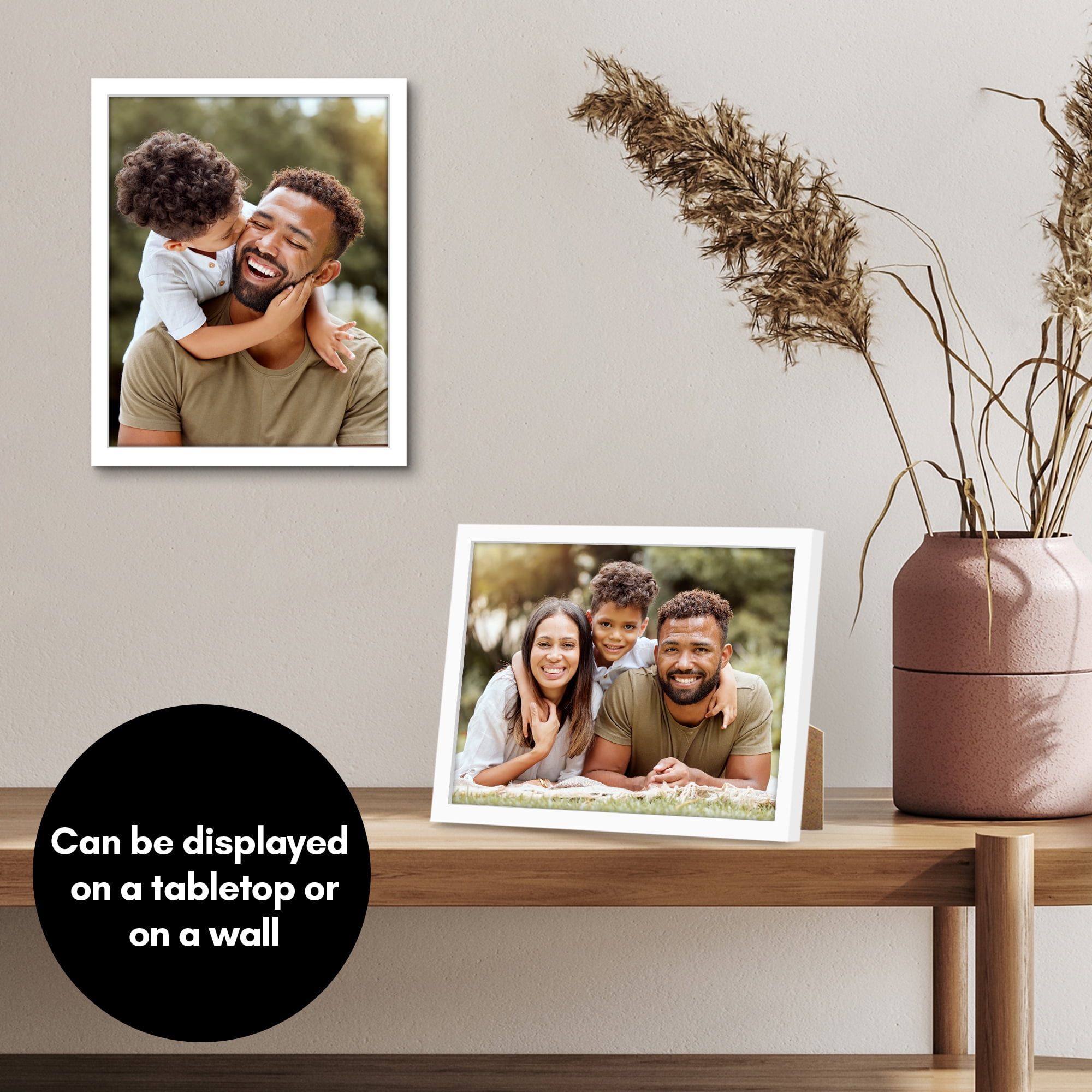 Americanflat 8x10 Picture Frame with Shatter-Resistant Glass Streamline Collection Thin Border Photo - White