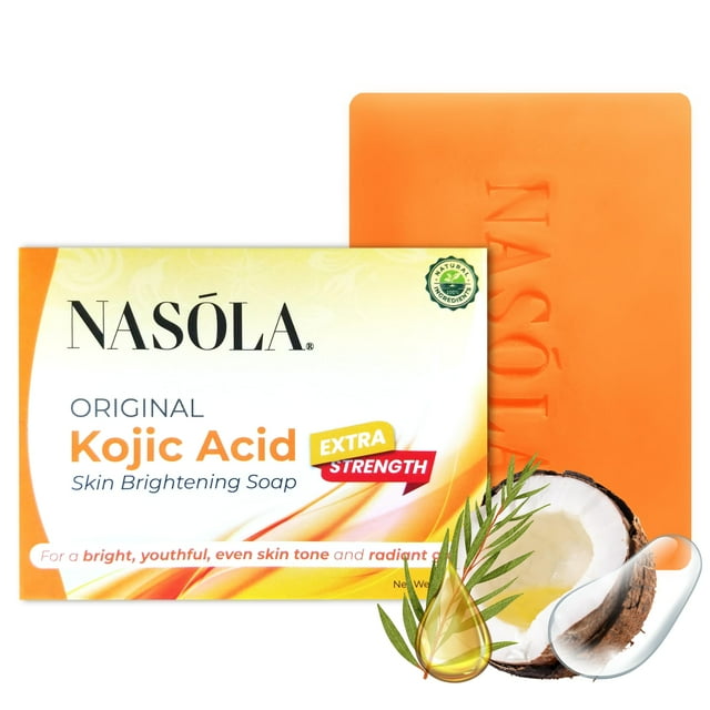 Nasola Jabón de Ácido Kójico para aclarar la piel, revitalizar el cutis, mejorar la luminosidad del rostro y el cuerpo, axilas y axilas