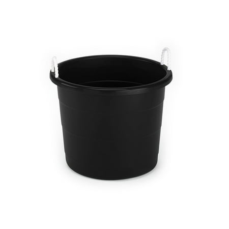 Mainstays 17 Gallon Plastic Utility Tub With Rope Handles Black Set Of 8