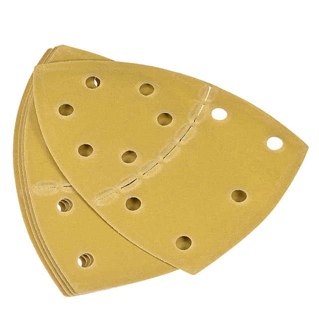 Unique Bargains 11 Holes Triangle Sandpaper 320 Grits Fine Abrasive 6-Inch Aluminum Oxide 5pcs
